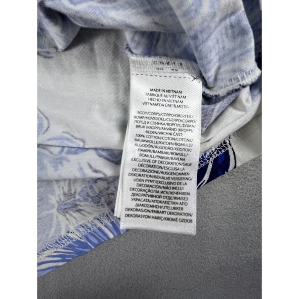 Polo Ralph Lauren Hoodie Women L Blue Floral Tropical Hibiscus Cotton Pullover - Picture 7 of 8